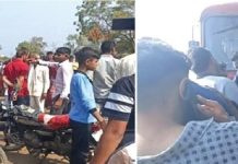 मलकापूर आगाराची बस खड्डयात उतरली